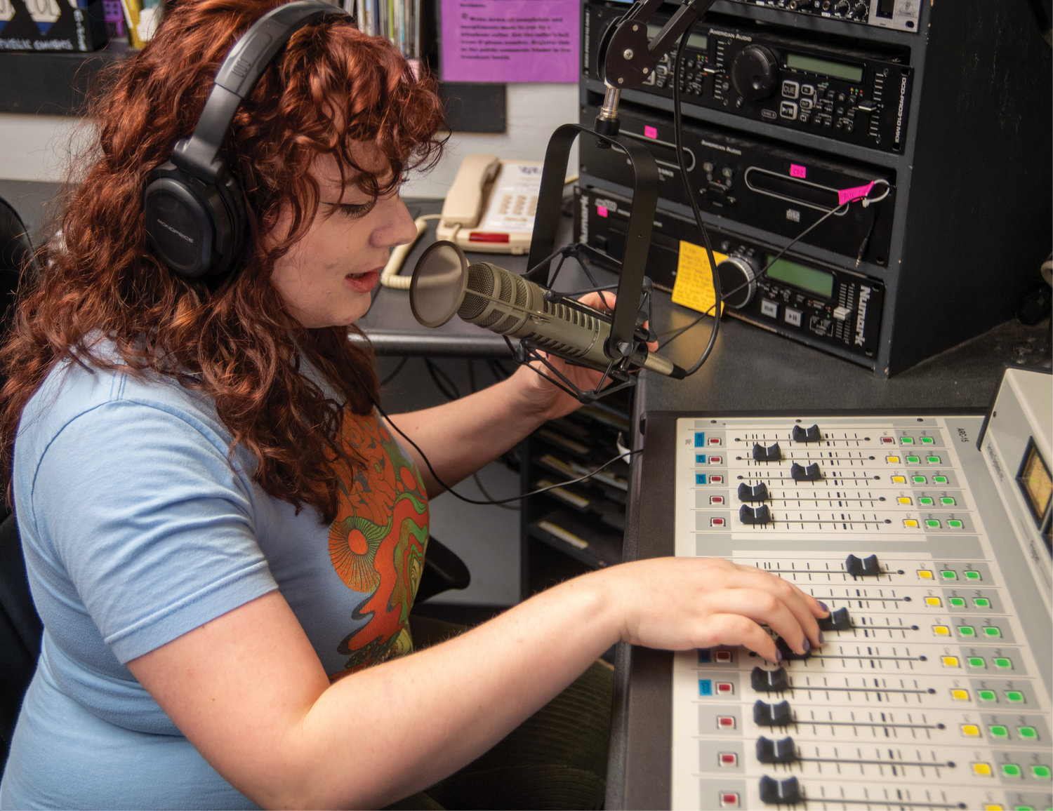 Tennessee Tech student Hannah Koster in the WTTU studio